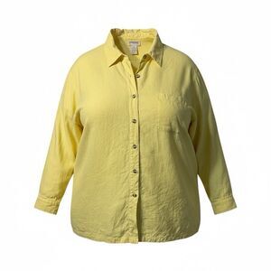 Vintage Bridgewater 100% Linen Button Down Shirt Blouse Plus Size 2X EUC